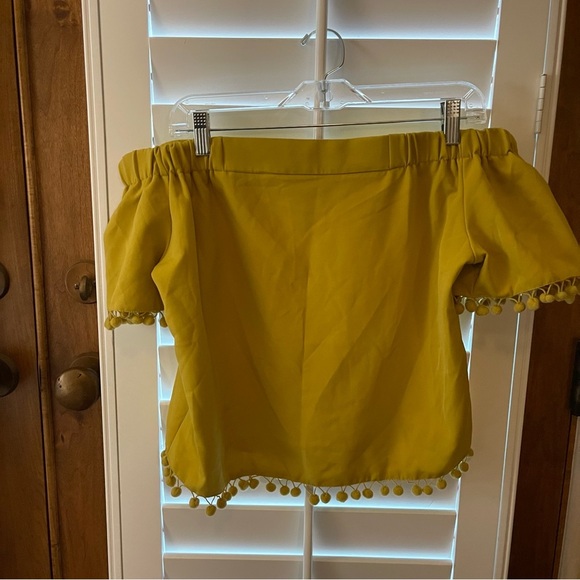 Willow & Clay Pompom Off the Shoulder Top in Citron, Medium - Picture 8 of 11